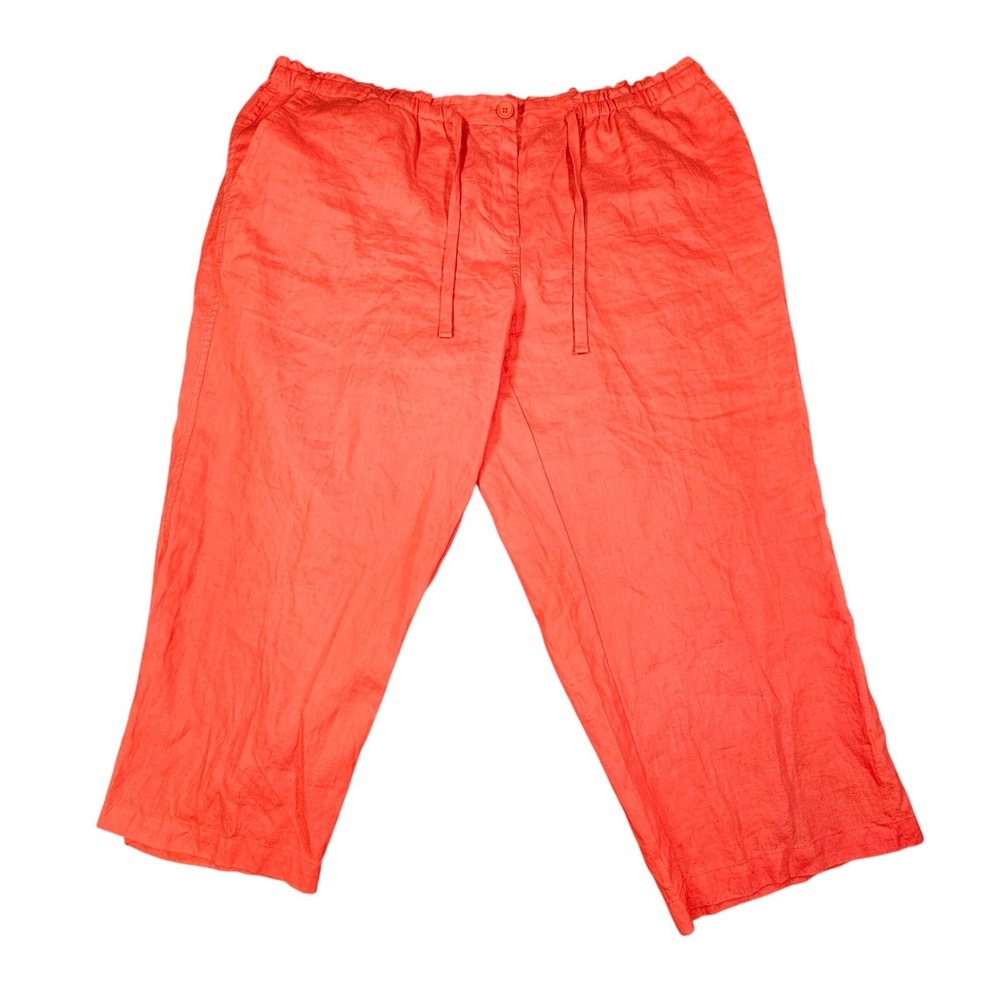 Jones New York‎ Sport Linen Crop Pants 22W NWT Mandarin Orange Drawstring